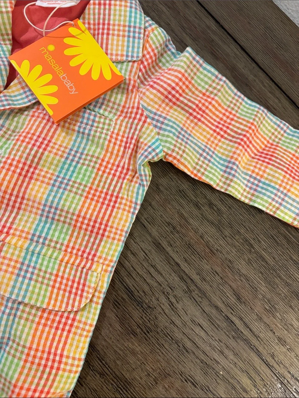 NWT [Masala Baby] Crosby Buttoned Blazer Multi-Color Plaid Baby/Toddler 3-6M - Picture 7 of 16